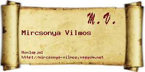 Mircsonya Vilmos névjegykártya